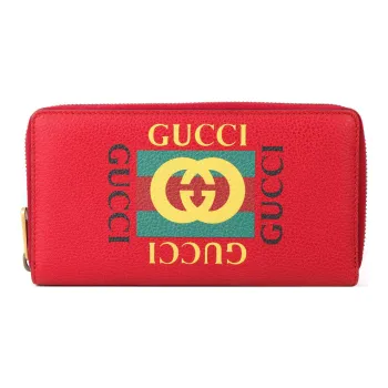 GUCCI Cow Leather Wallet Unisex Red