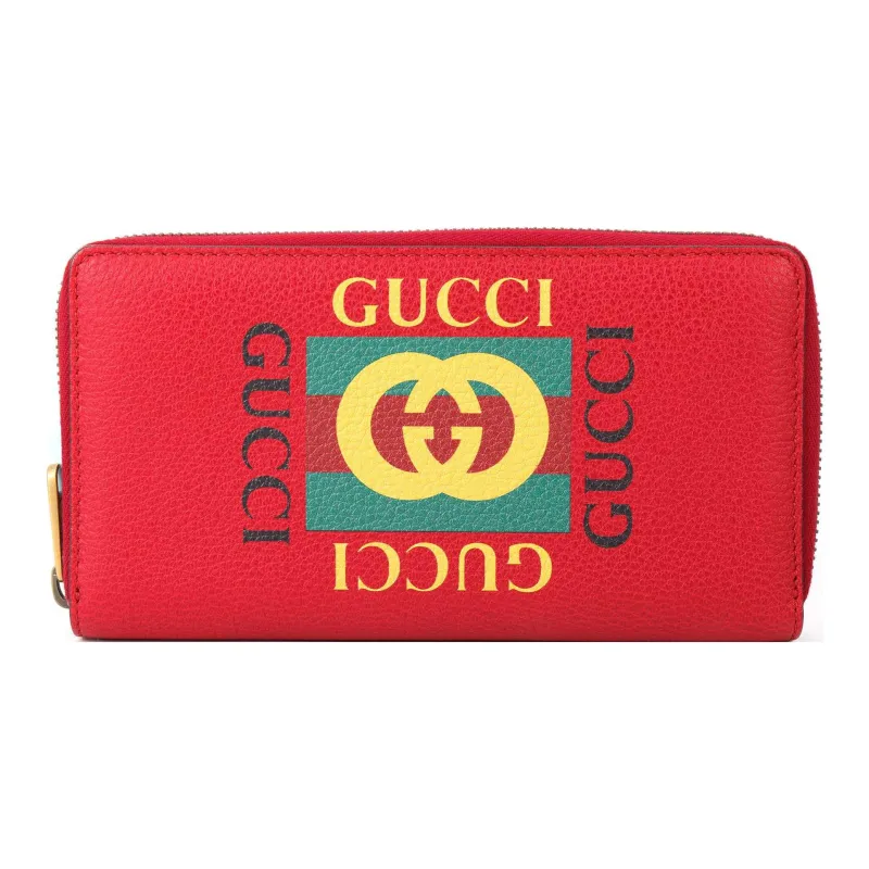 GUCCI Cow Leather Wallet Unisex Red-0