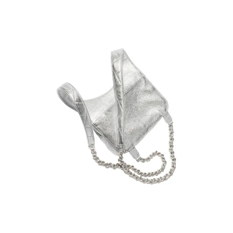 CHANEL Metallic Feel Sheepskin Backpack Women's Silver-2