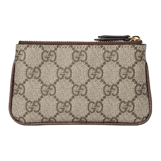 GUCCI Ophidia Canvas With Leather Canvas Bag Key Pouches Women's Beige & Ebony-2