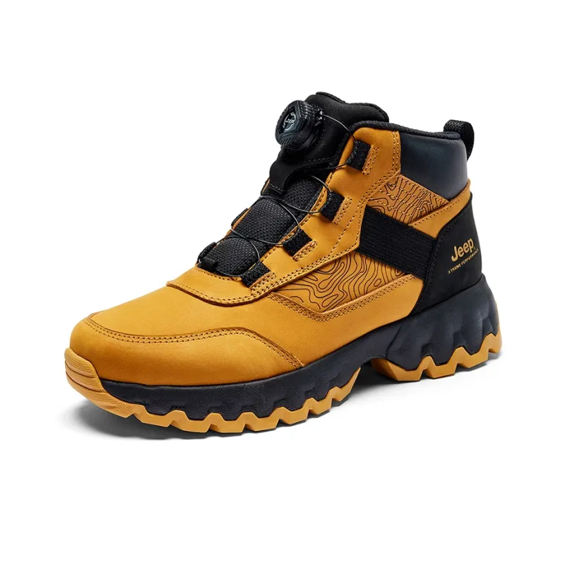 Jeep Breathable Warm Water Resistant Wear Resistant Cushioning Outdoor Boots Men's Black Yellow-2