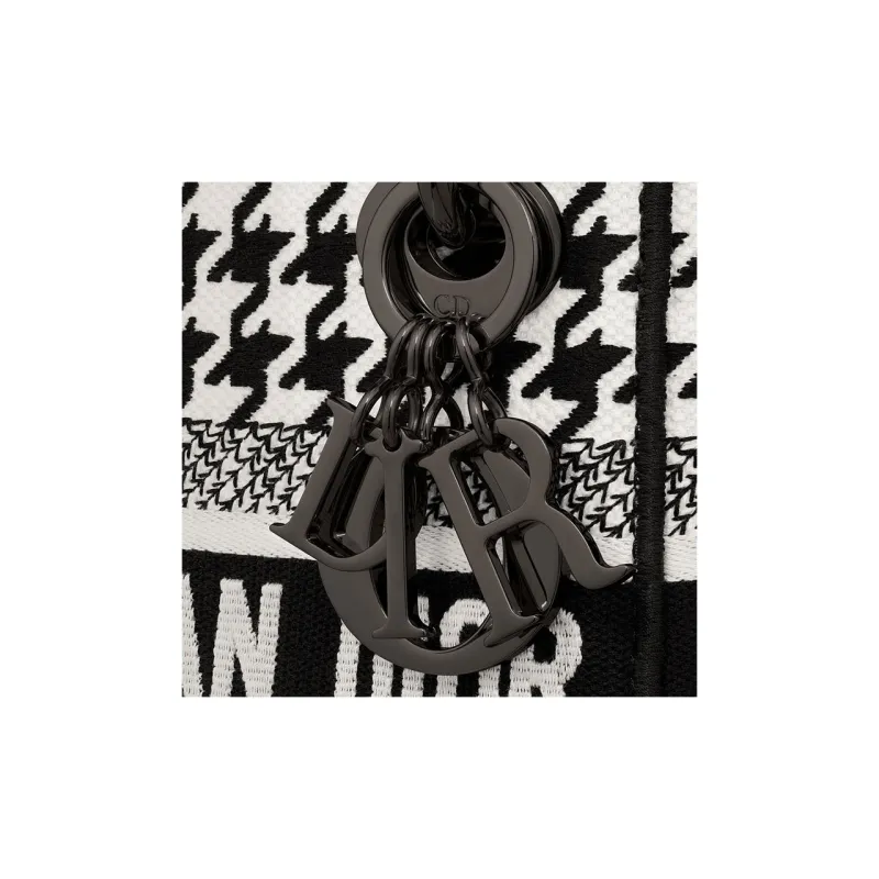 DIOR Lady D Lite Embroidery Lady Dior Bag Tote Bag, Shopping Bag, Handbag Mini Women's Black/White-5