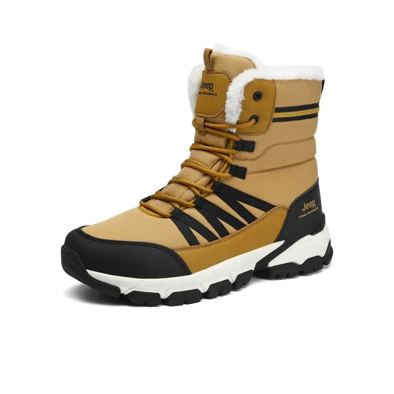 Jeep Warm Wear Resistant Cushioning Height Increasing Short Outdoor Boots Men's Spruce Yellow-1