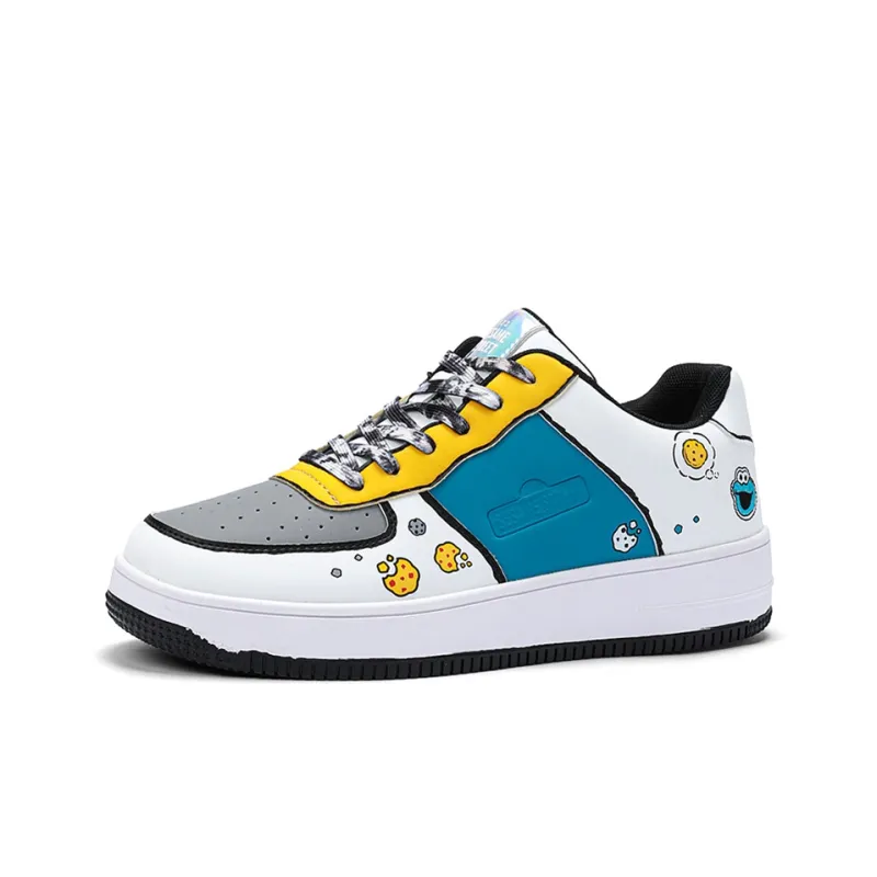 SESAME STREET Skateboard Shoes Unisex Low Top Blackberry/Moonlit Blue/Strawberry Red/Litchi White-8