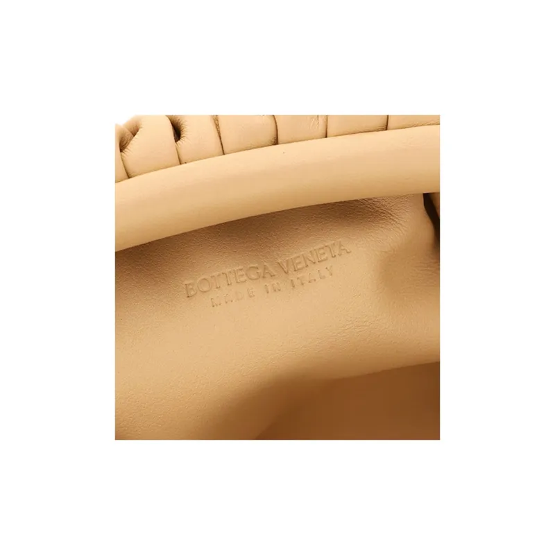 Bottega Veneta Calfskin Shoulder Bag, Cloud Bag, Clutch Mini Women's Apricot-3