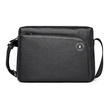 Playboy Top Grain Cow Leather Crossbody Bag Regular Men's Black