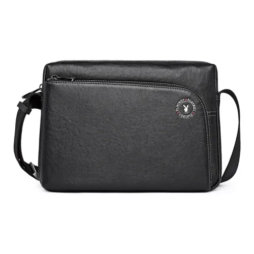 Playboy Top Grain Cow Leather Crossbody Bag Regular Men's Black