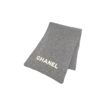 CHANEL Knit Scarves Unisex Gray