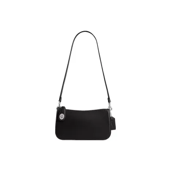 COACH Glove Tanning Shoulder Bag, Handbag, Shoulder Bag Small Size Women's Silver & Black