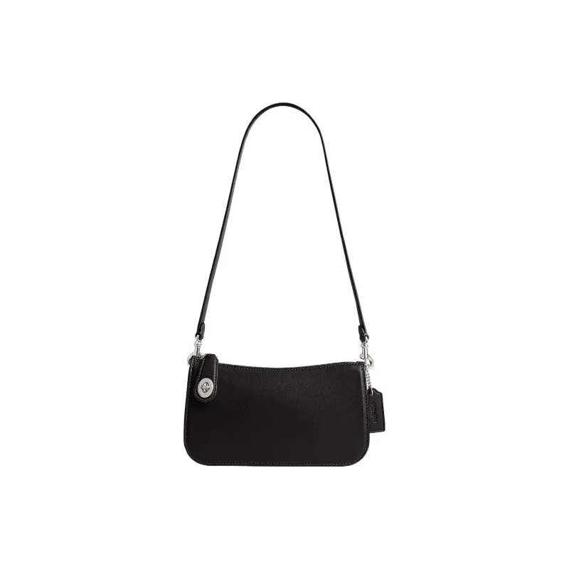 COACH Glove Tanning Shoulder Bag, Handbag, Shoulder Bag Small Size Women's Silver & Black-0