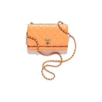 CHANEL Lambskin Shoulder Bag, Crossbody Bag, Wallet Women's Orange