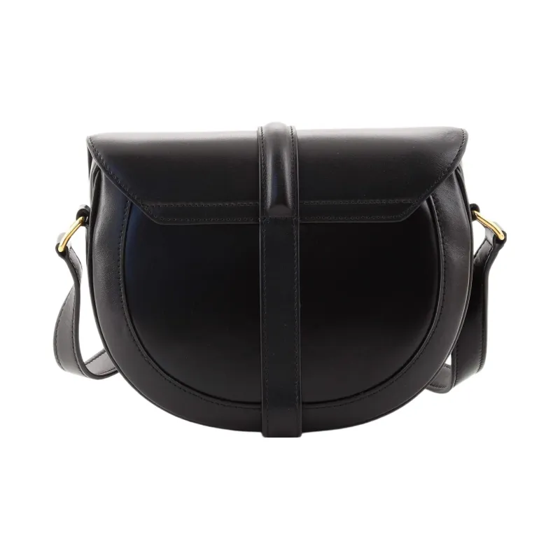 CELINE Besace Cowhide With Horsehair Saddle Bag Shoulder Bag Crossbody Bag Small Size Women's Black-2