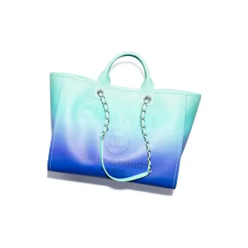 CHANEL Calfskin Tote Bag Shopping Bag Shoulder Bag Crossbody Bag Handbag Large Size Women's Turkish Blue