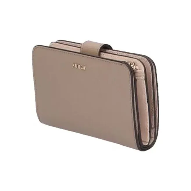 Furla Babylon Textured Leather Card Holder Wallet Regular Women's Gray-1
