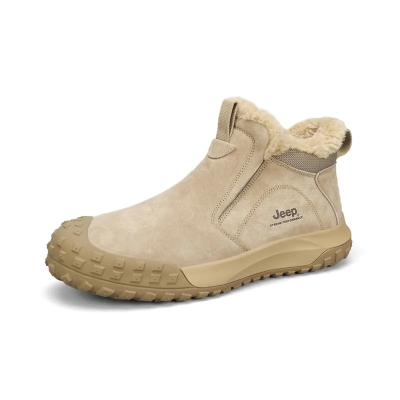 Jeep Warm Fleece Lined Padded Shoes Mid Top Outdoor Shoes Men's Sand-2