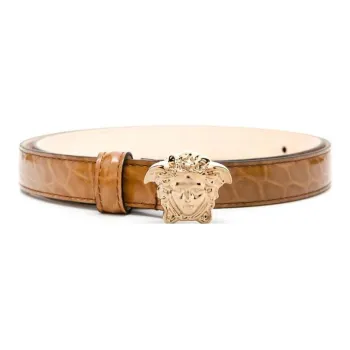 VERSACE La Medusa Crocodile-embossed Leather Belt