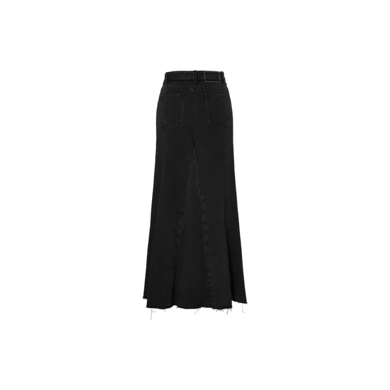 MOCO Denim Long Skirts Women's Denim Black-1