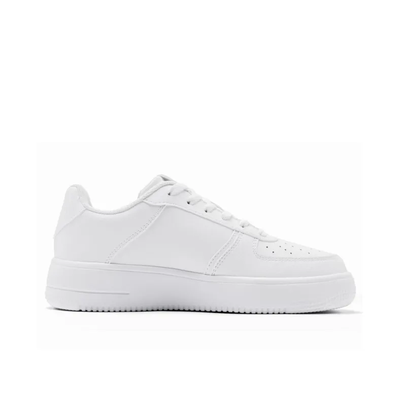 QIAODAN Cushioned Slip Resistant Breathable Low Top Skateboard Shoes Women's White-1