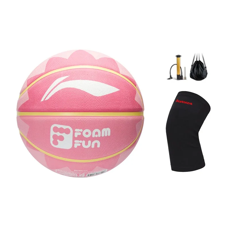 LiNing Rubber Basketball Pink Yellow Size 7 Training Unisex-23