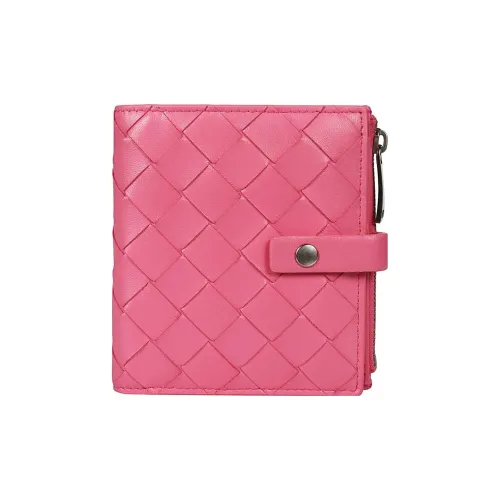 Bottega Veneta Lambskin Combined With Cow Leather Wallet Mini Women's Pink