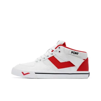 PONY Atop Wear-Resistant Slip-Resistant Low-Top Skateboard Shoes Unisex White Red