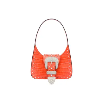 MOSCHINO Calfskin Handbag Shoulder Bag Women's Orange