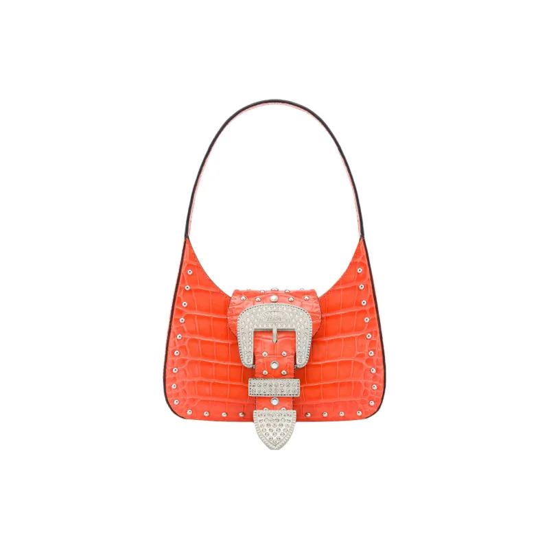 MOSCHINO Calfskin Handbag Shoulder Bag Women's Orange-0