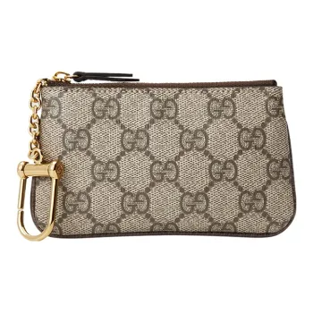 GUCCI Ophidia Canvas With Leather Canvas Bag Key Pouches Women's Beige & Ebony