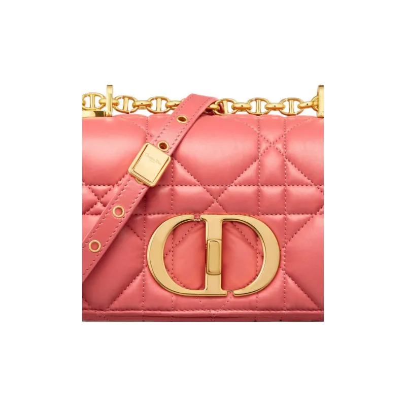 DIOR Caro Calfskin Handheld Shoulder Bag Crossbody Bag Small Size Women's Pink Coral-5