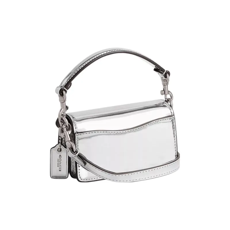 COACH Tabby Leather Messenger Bag, Handbag Mini Women's Silver-1