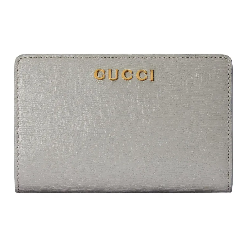 GUCCI Leather Wallet Women's Light Gray-0