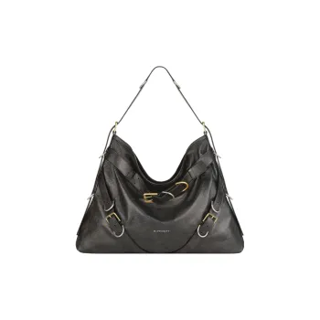 GIVENCHY Voyou Cow Leather One Shoulder Handbags Large Size Women's Black