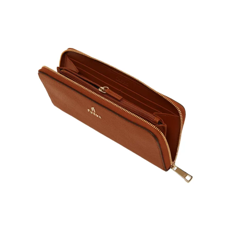 Furla Grain Cow Leather Wallet Women's Cognac Brandy-2