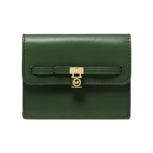 MICHAEL KORS Hamilton Legacy Litchi Grain Leather Card Holder Small Size Women's Amazon Green