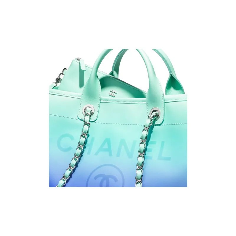 CHANEL Calfskin Tote Bag, Shopping Bag, Shoulder Bag, Crossbody Bag, Handbag Tubas Women's Turkish Blue-3