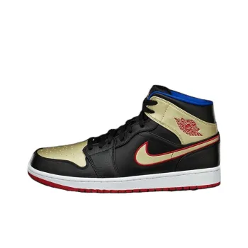 JORDAN 1 Mid Black Gold Red