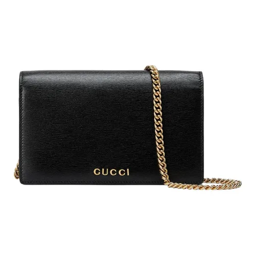 GUCCI Leather Shoulder Bag Crossbody Bag Wallet Regular Women's Black