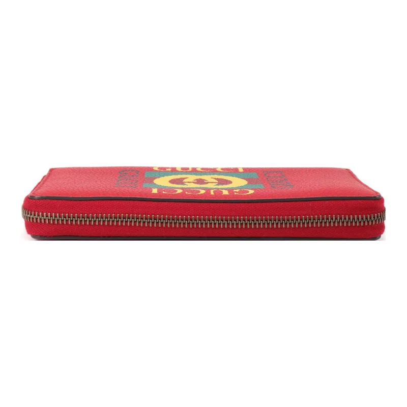GUCCI Cow Leather Wallet Unisex Red-4