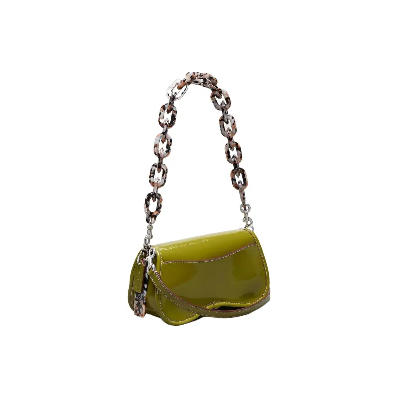Coachtopia Wavy Dinky Patent Leather Handbag, Shoulder Bag Women's Olive Green-1