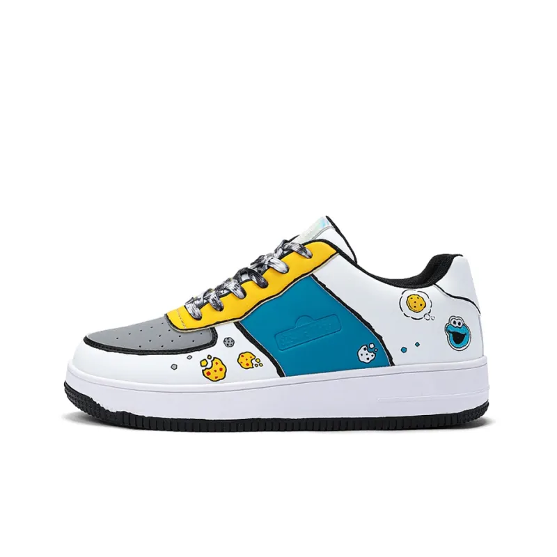 SESAME STREET Skateboard Shoes Unisex Low Top Blackberry/Moonlit Blue/Strawberry Red/Litchi White-7