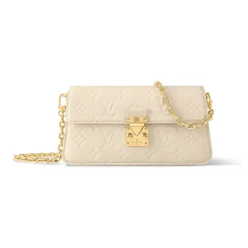 LOUIS VUITTON Embossed Soft Grain Cow Leather Handbag, Shoulder Bag Women's Milk White