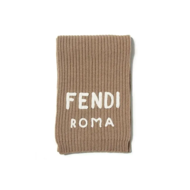 FENDI Embroidered-logo Knitted Scarf-1