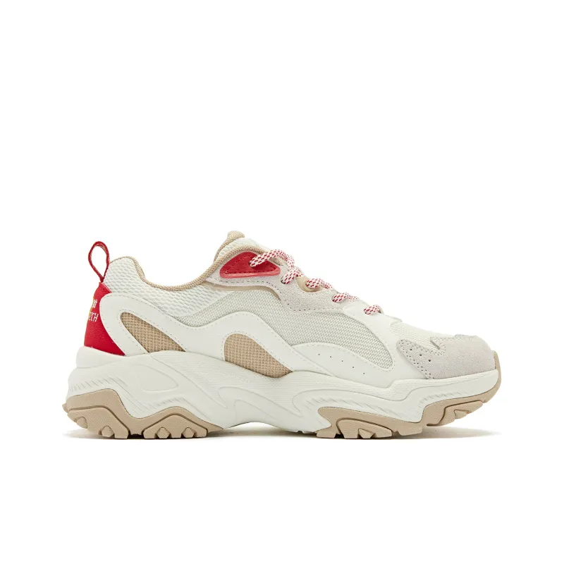 QIAODAN Koi Cushioning Anti Slip And Wear Resistant Height Increasing Low Top Casual Shoes Women's White Red-1