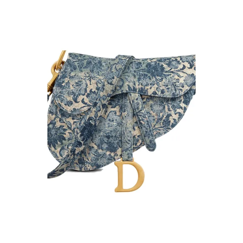 DIOR Saddle Denim Saddle Bag Shoulder Bag Crossbody Bag Handbag Women's Blue-6