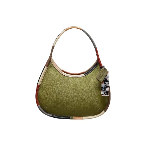 Coachtopia Ergo Litchi Grain Leather Shoulder Bag, Handbag, Shoulder Bag Small Size Women's Olive Green Multicolor