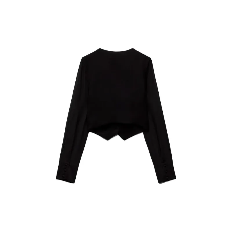 ZARA Crop Tops Women's Black-1