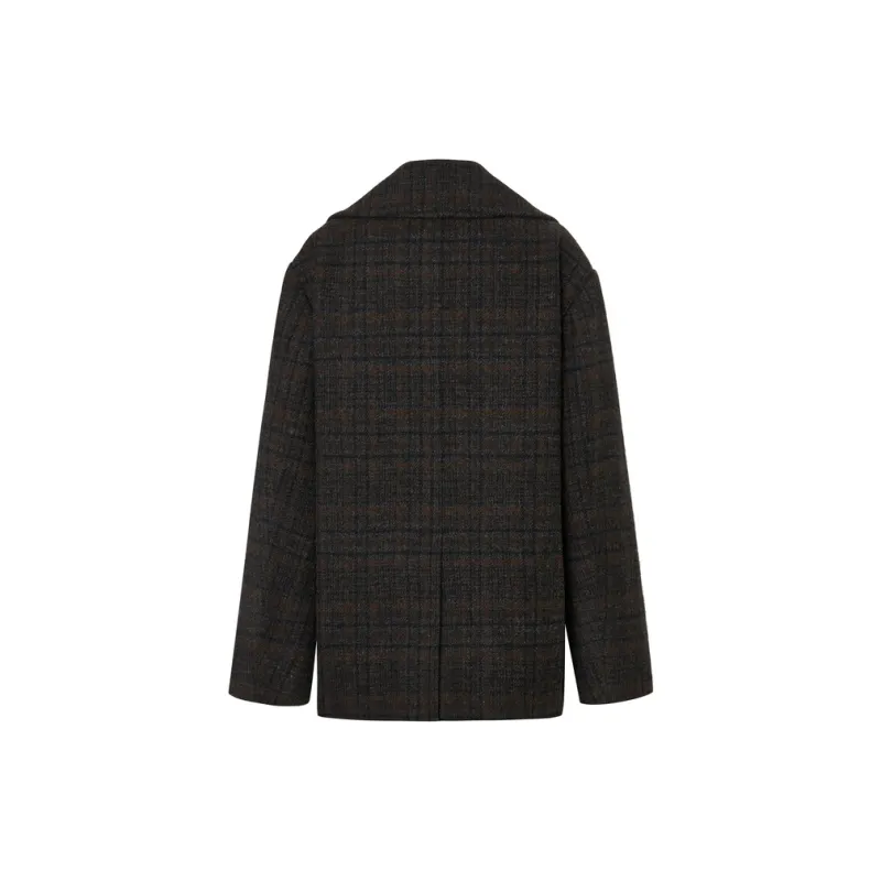 MO&CO Coats Women's Brown Plaid-1