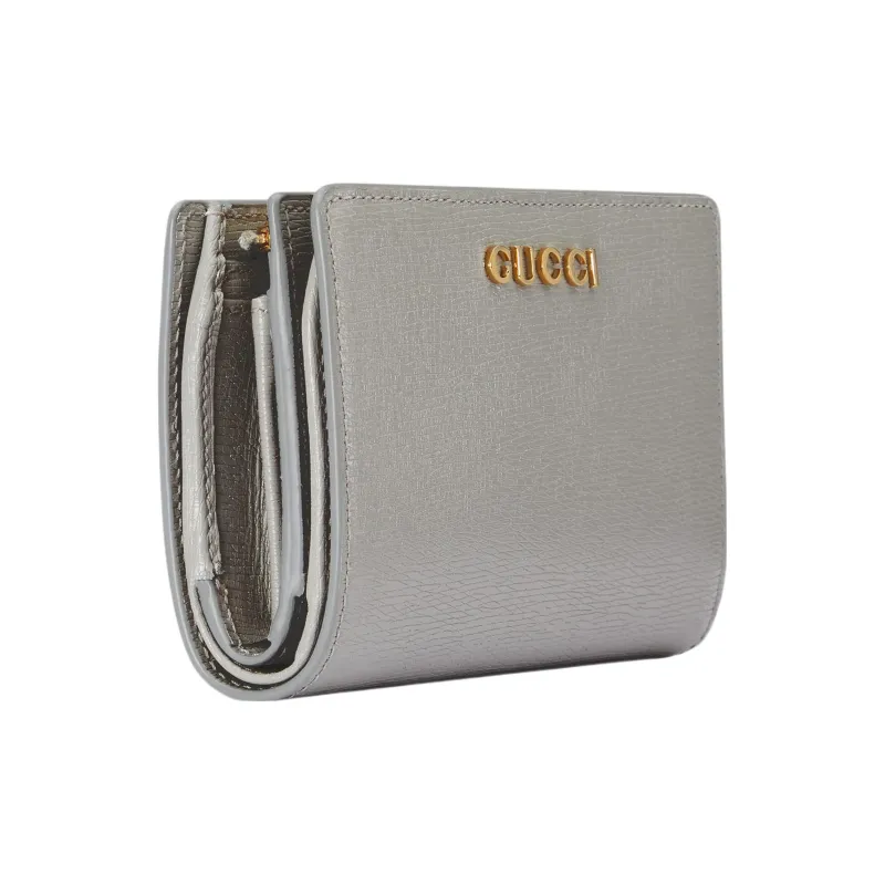 GUCCI Leather Wallet Women's Light Gray-1