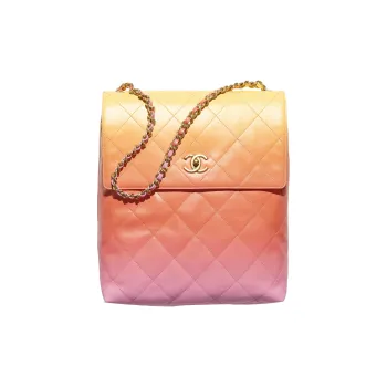 CHANEL Calfskin Hippie Bag, Crossbody Bag, Shoulder Bag Women's Orange & Yellow