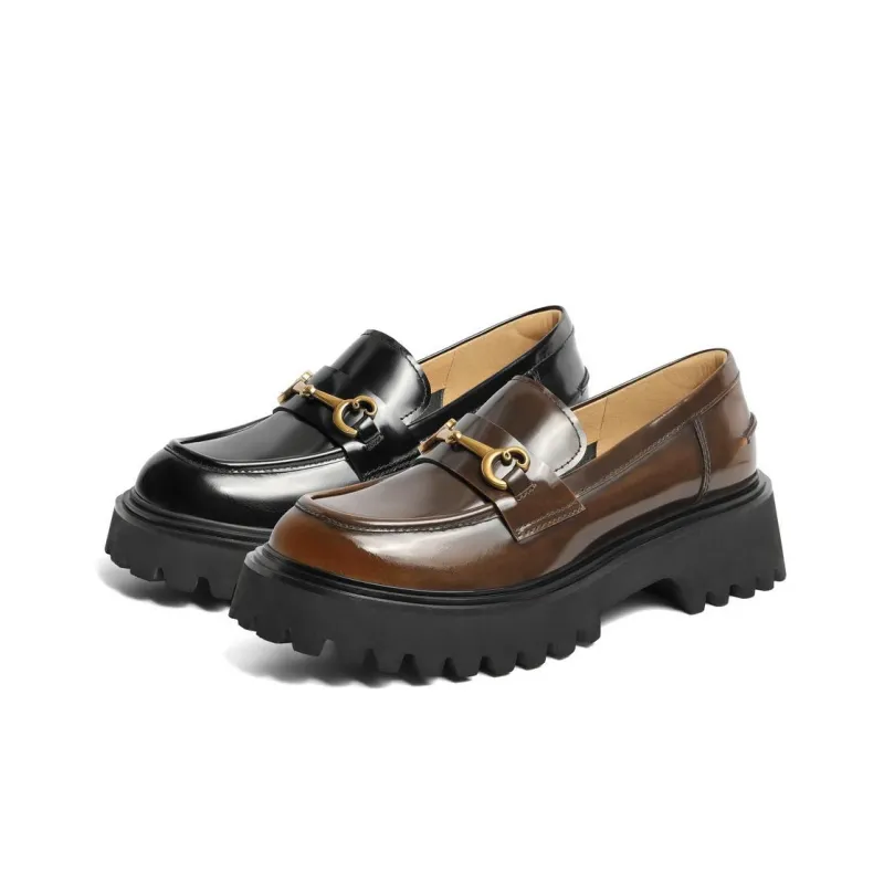 BELLE Loafers 4CM Women's Black-4